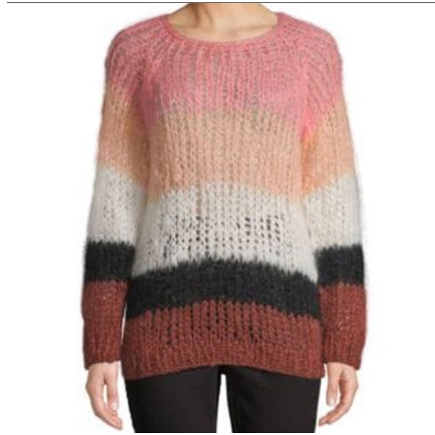 Maiami Mohair Knit Multi Colored Striped Sweater Anthropologie Medium